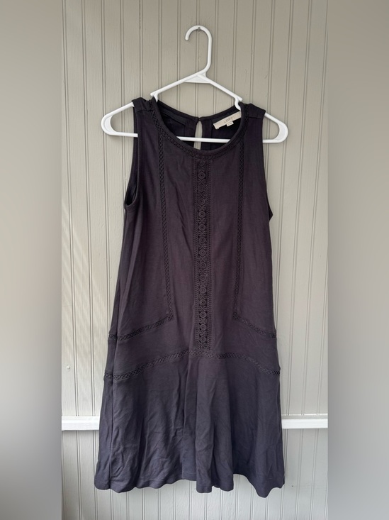 LOFT Tops - LOFT Women’s Sleeveless Dark Charcoal Crochet Tank Dress - Small
